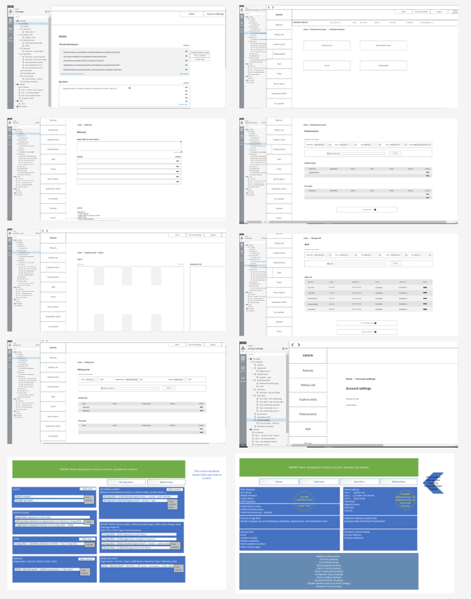 Wireframes provided by the business unit