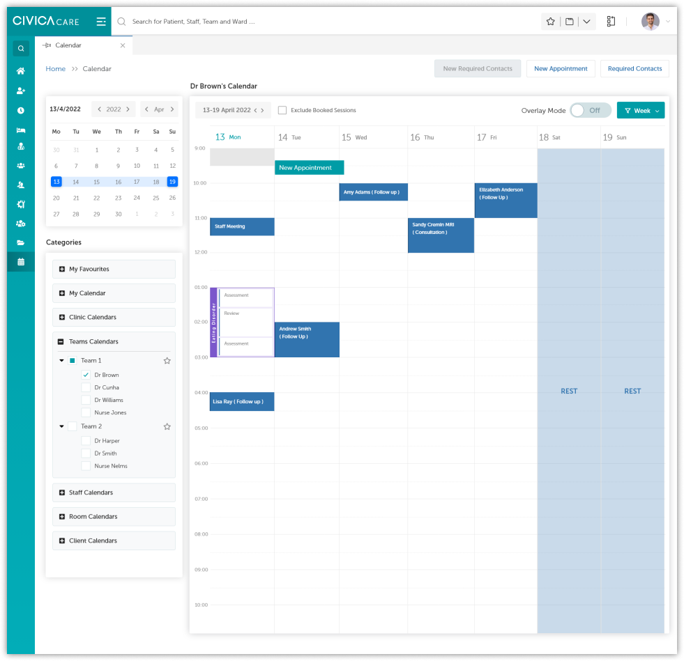Calendar screen