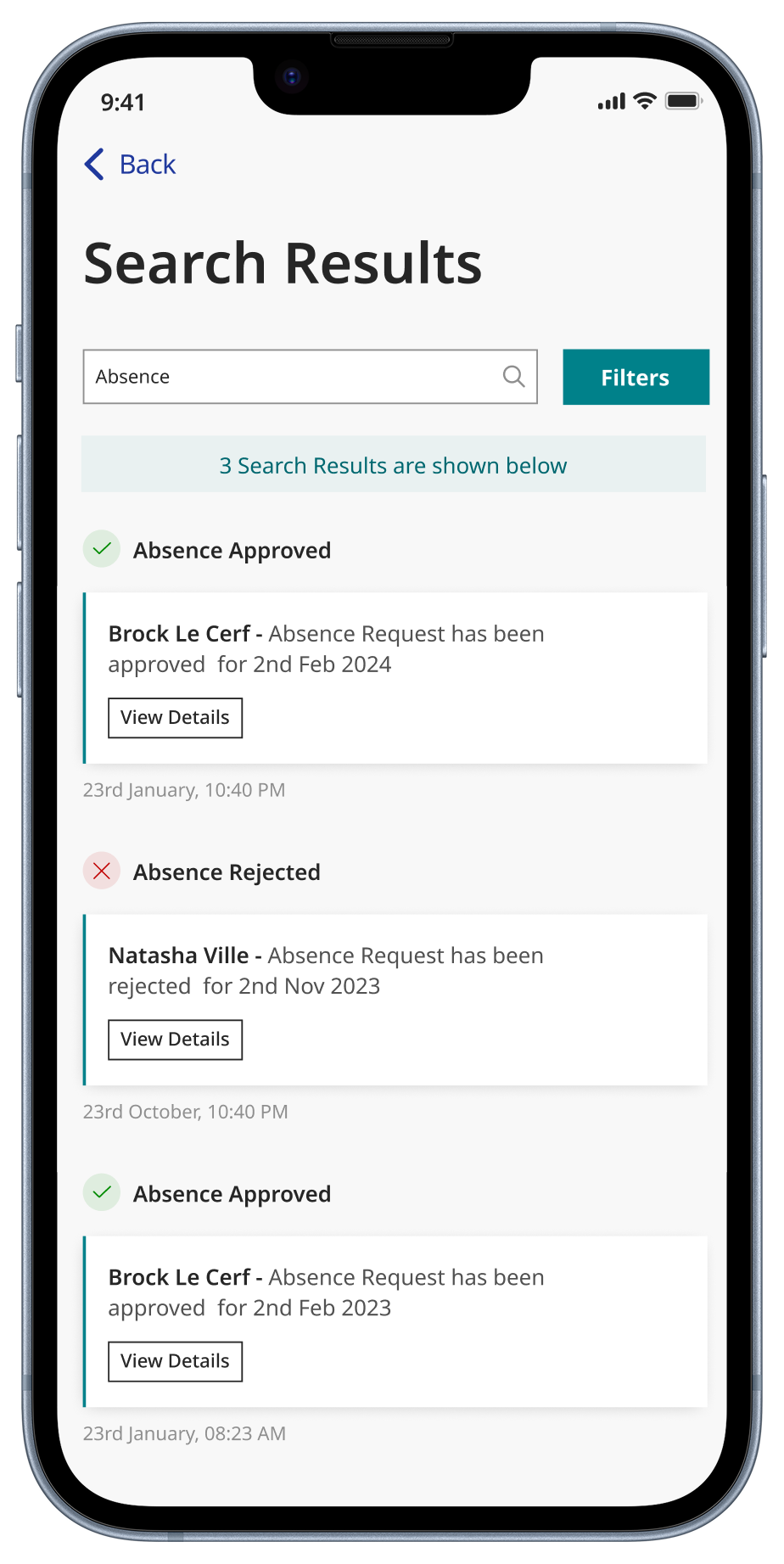 Community Portal search results shown on a phone