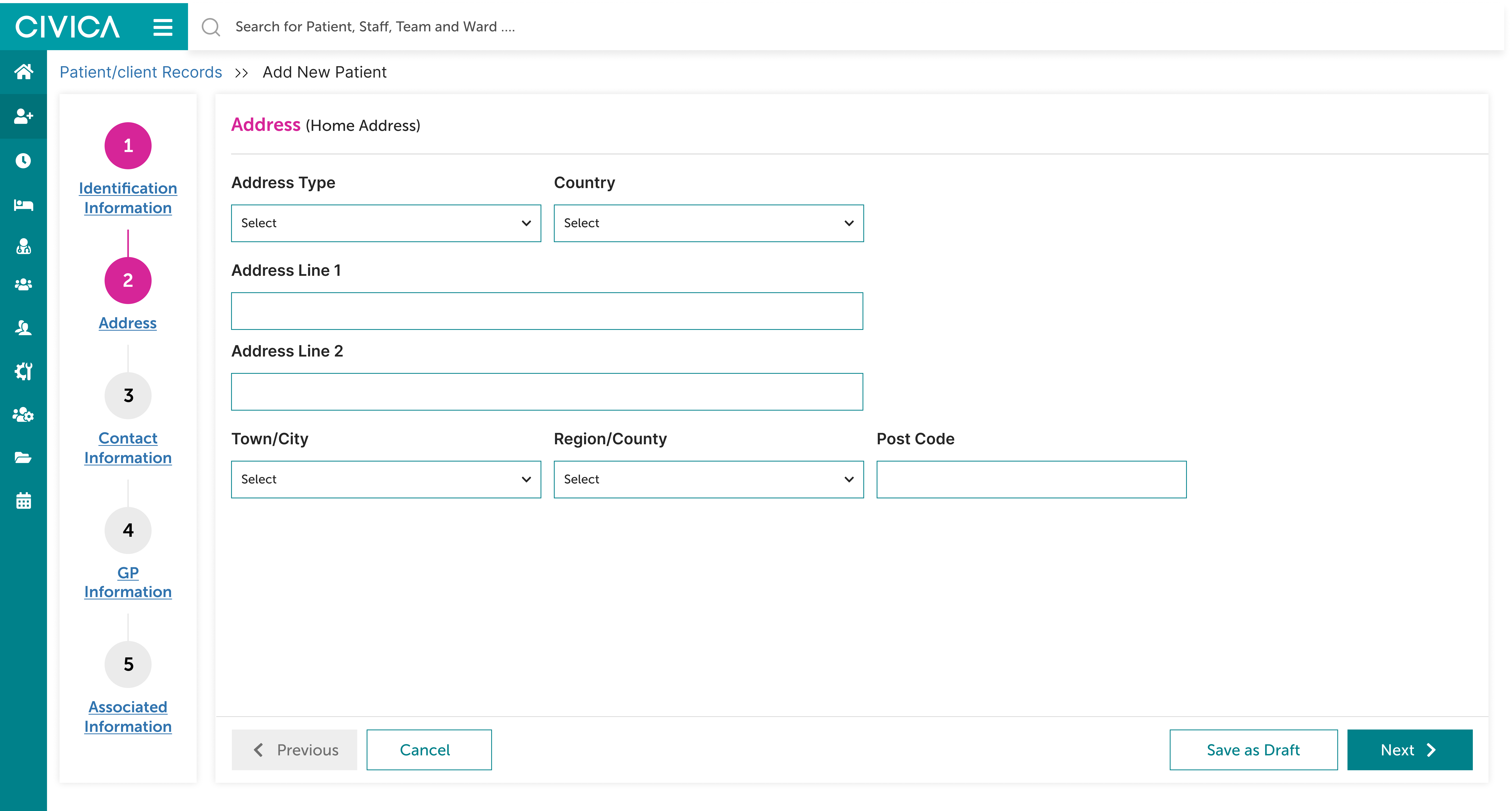 Registration step 2: address form