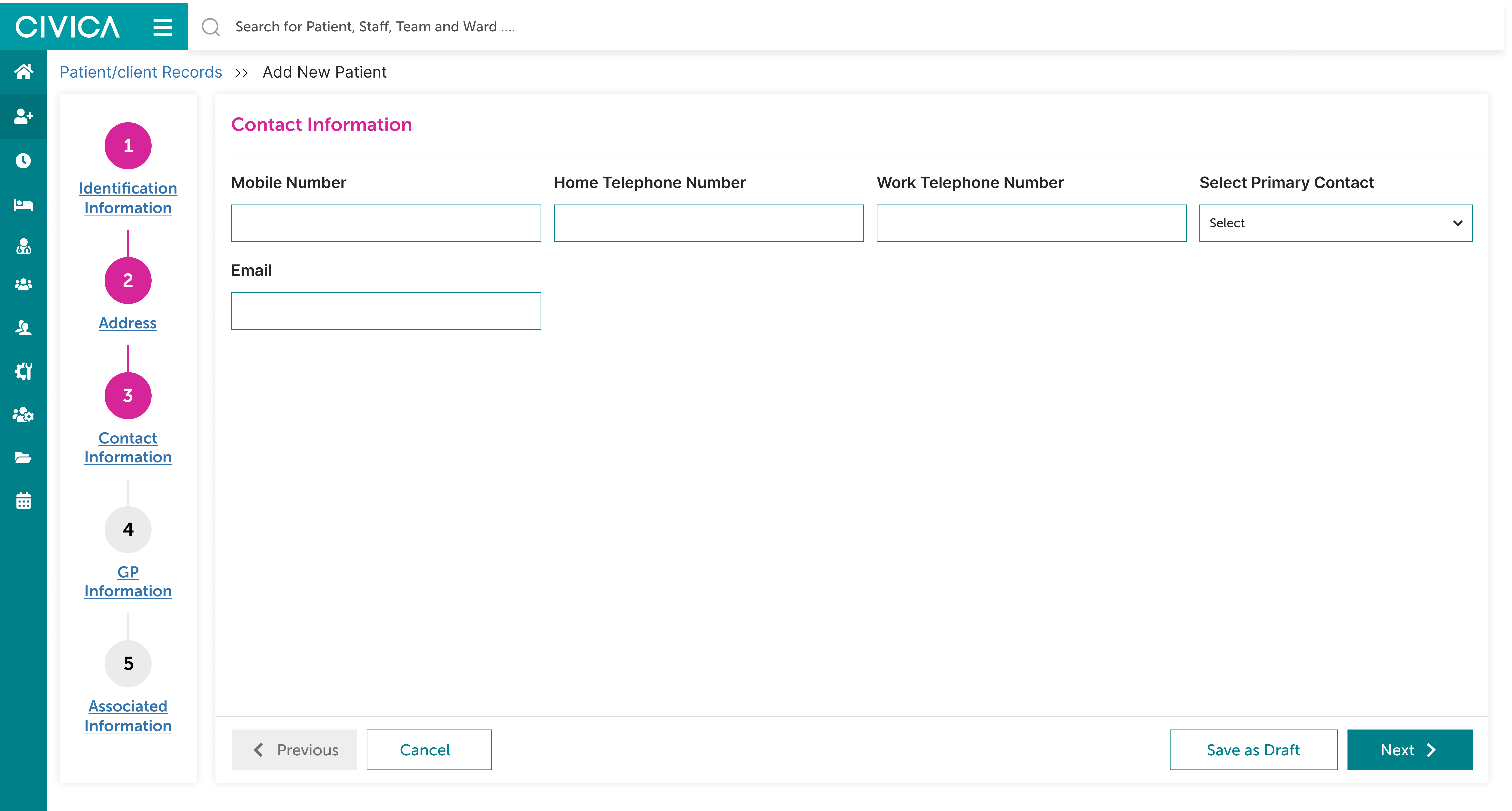Registration step 3: contact information form