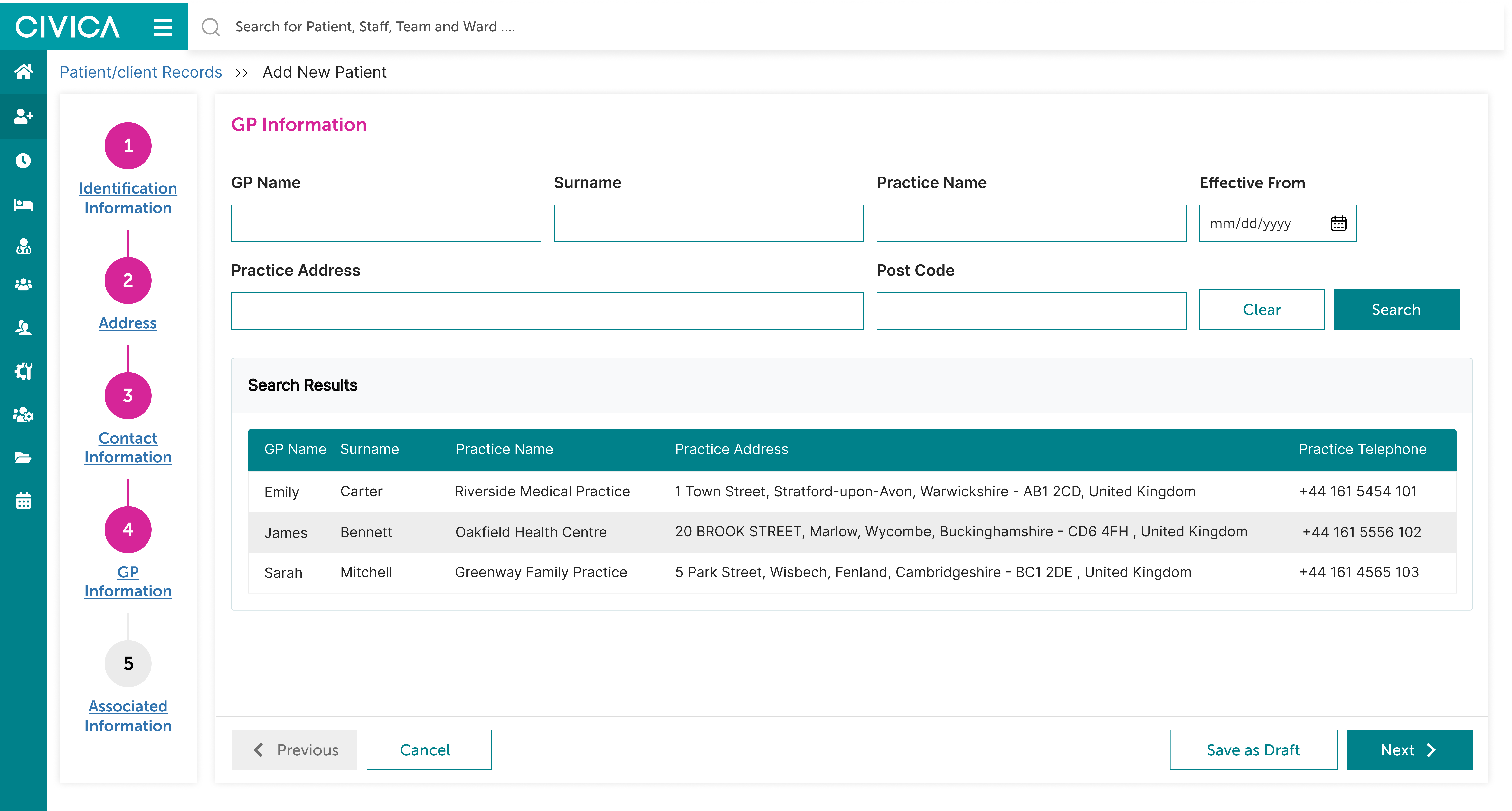 Registration step 4: GP information form